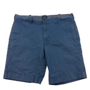 J. Crew Flex Chino Shorts Flat Front 9" Inseam Rear Button Pocket Blue Cotton